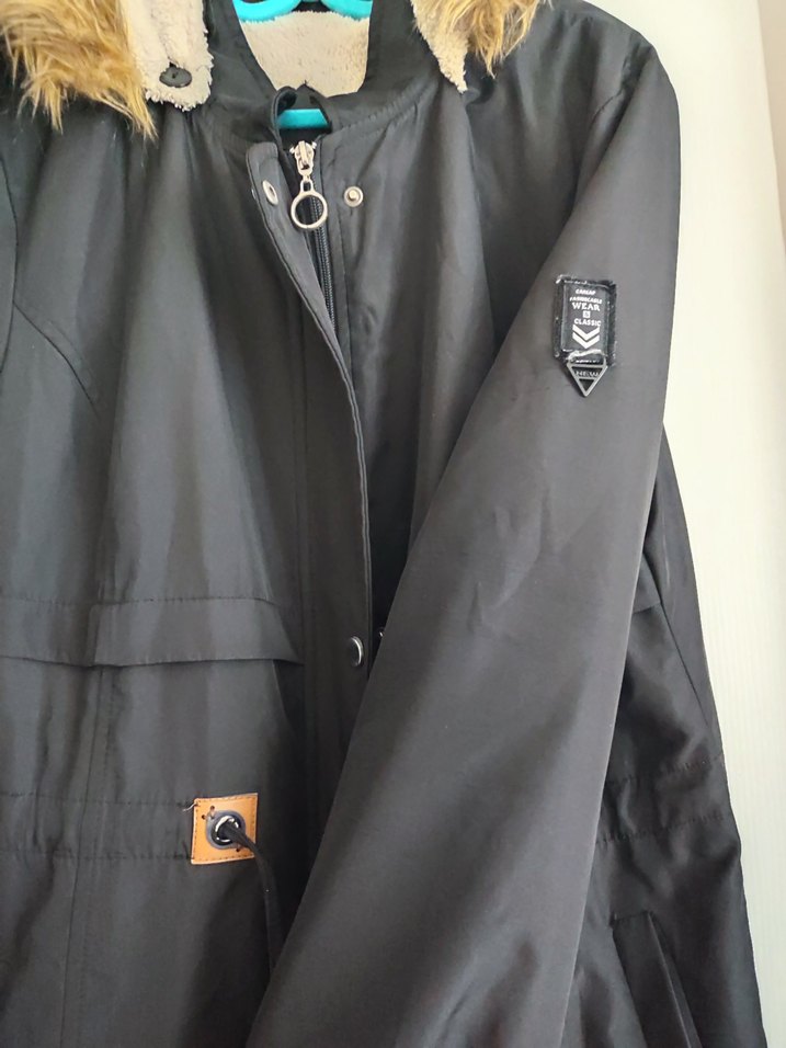 siyah Kadın uzun Sıcak Tutucu Ceket - Görsel 2