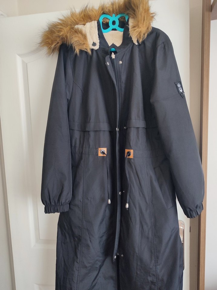 siyah Kadın uzun Sıcak Tutucu Ceket - Görsel 5