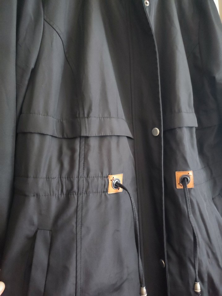 siyah Kadın uzun Sıcak Tutucu Ceket - Görsel 4