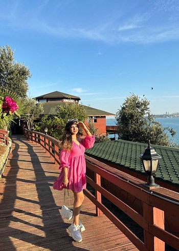 Mini Bohem Pembe Elbise