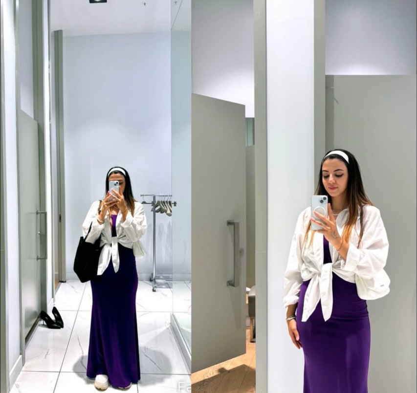 Mor Uzun Elbise - Görsel 3