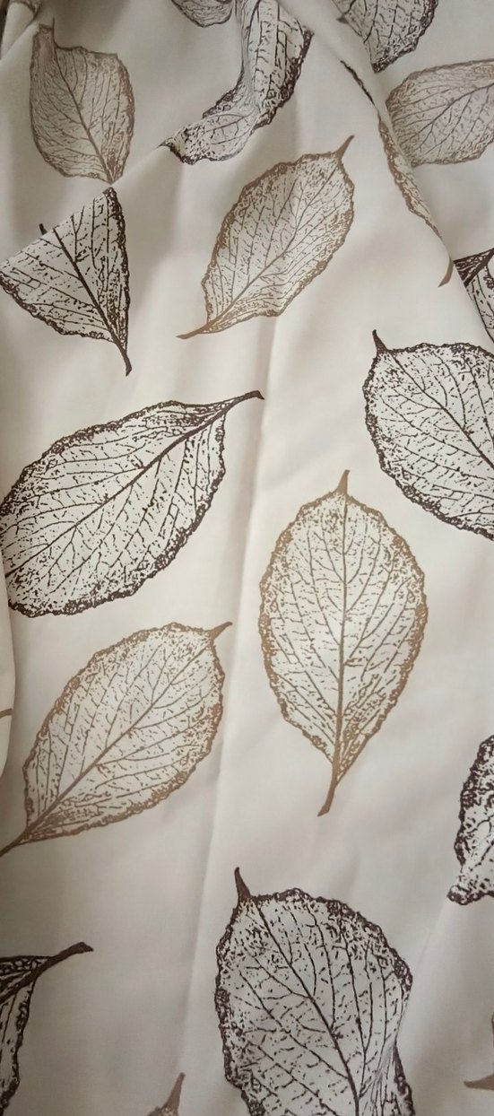 Bej ve Gri Yaprak Desenli Fon Perde - Görsel 2