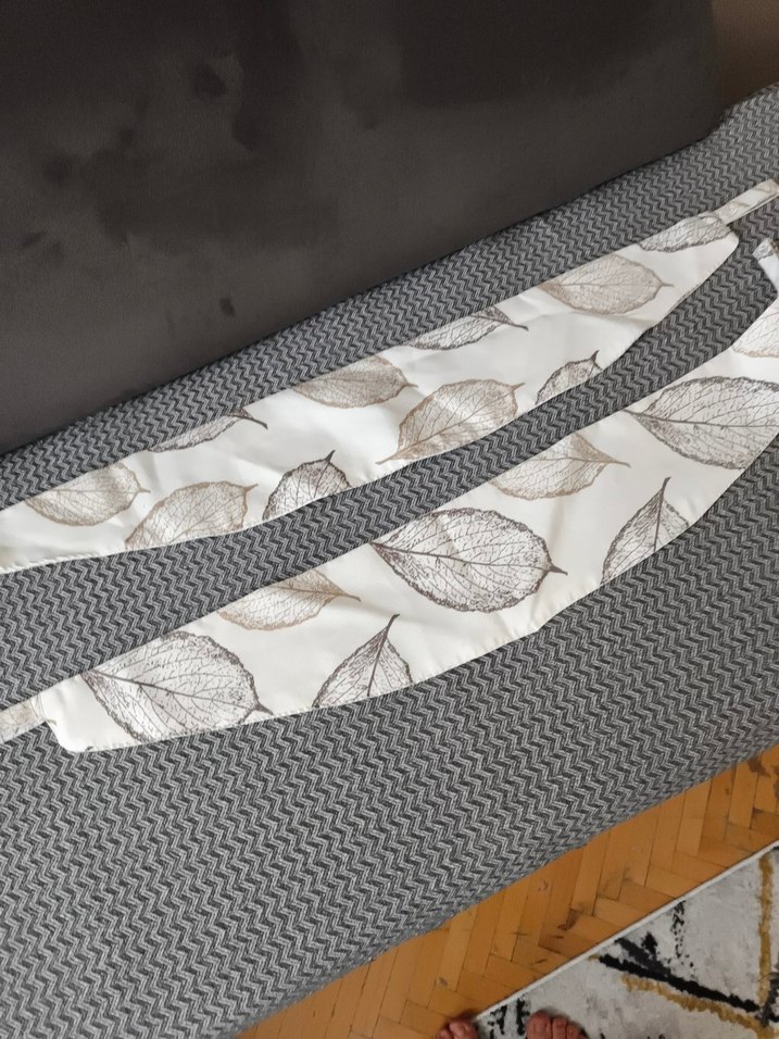 Bej ve Gri Yaprak Desenli Fon Perde - Görsel 5