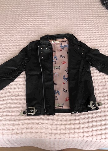 Koton Kız çocuk Siyah Deri Biker Ceket