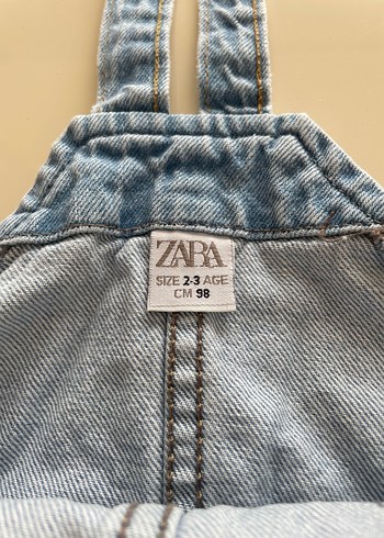Zara Kız Çocuk Mavi Desenli Kot Elbise