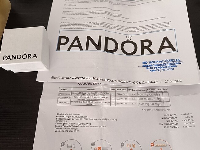 Beden gri Renk PANDORA BİLEKLİK