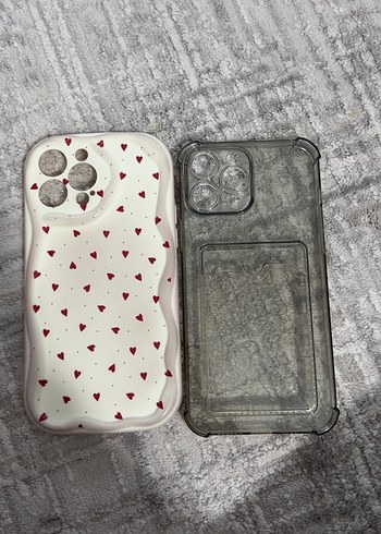 Apple Romantik Kalpli Seffaf Kartli Telefon Kilifi Seti