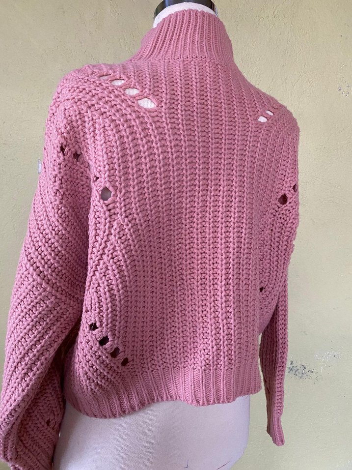 Pembe Balıkçı Yaka Örgü Kadın Kazak - Görsel 5