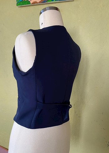 Lacivert Düğmeli Kadın Yelek - Görsel 4