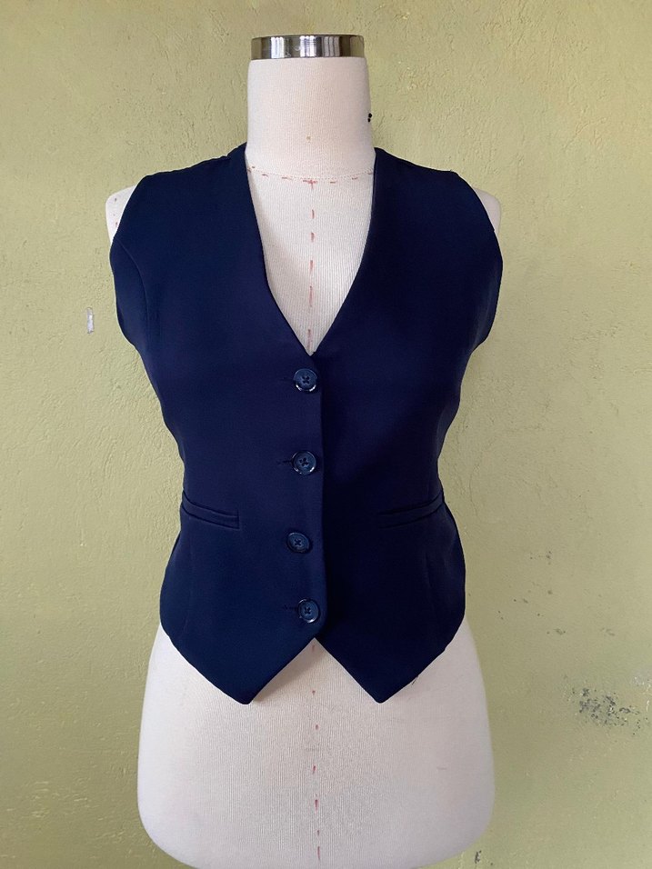 Lacivert Düğmeli Kadın Yelek - Görsel 3