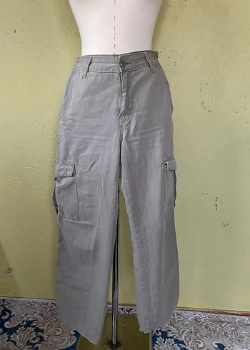 çağla yeşili Midi Bol Kesim Kadın Kot Pantolon - Görsel 2