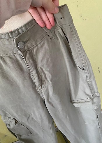 çağla yeşili Midi Bol Kesim Kadın Kot Pantolon - Görsel 4