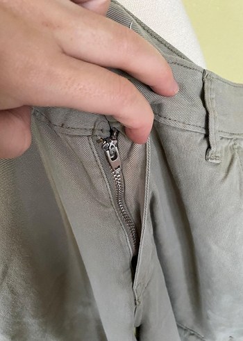 çağla yeşili Midi Bol Kesim Kadın Kot Pantolon - Görsel 5