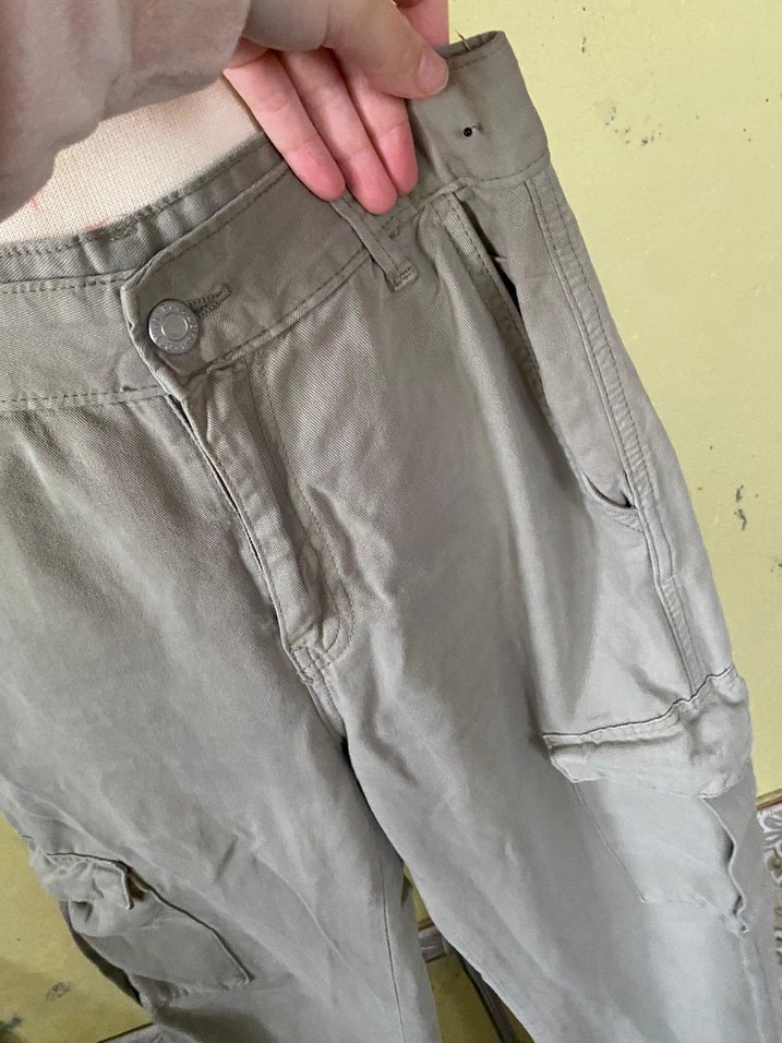 çağla yeşili Midi Bol Kesim Kadın Kot Pantolon - Görsel 4