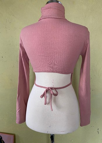 Pembe Kadın Boğazlı İnce Triko Kazak - Görsel 5