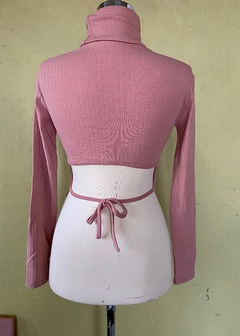 Pembe Kadın Boğazlı İnce Triko Kazak - Görsel 3