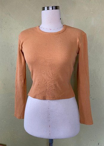 turuncu Uzun Kollu İnce Triko Kadın Kazak - Görsel 2
