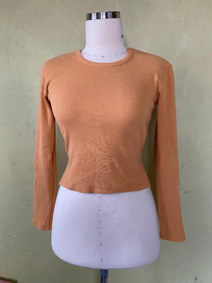 turuncu Uzun Kollu İnce Triko Kadın Kazak - Görsel 2