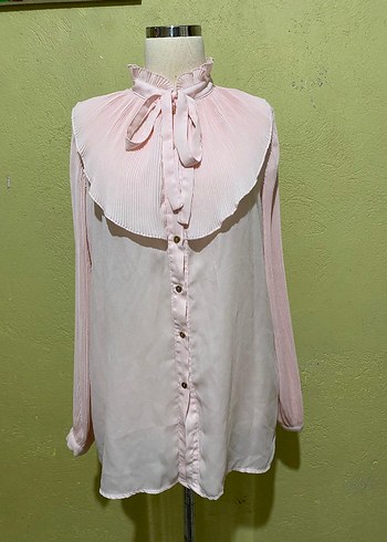 Pembe Fırfırlı Uzun Kollu Gömlek - Görsel 2