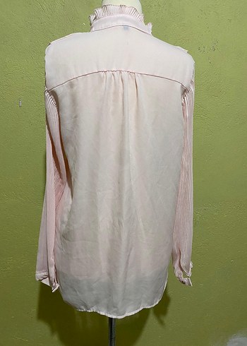 Pembe Fırfırlı Uzun Kollu Gömlek - Görsel 4