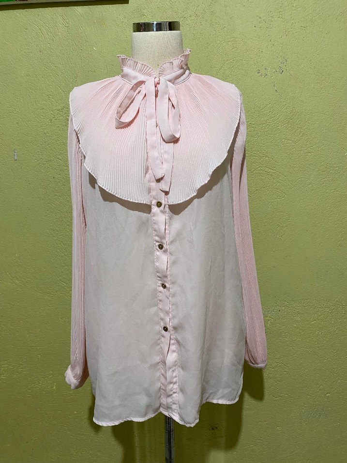 Pembe Fırfırlı Uzun Kollu Gömlek - Görsel 2