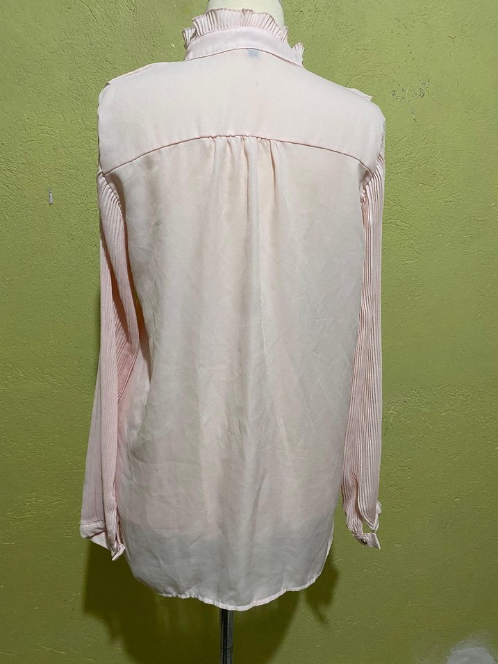 Pembe Fırfırlı Uzun Kollu Gömlek - Görsel 4