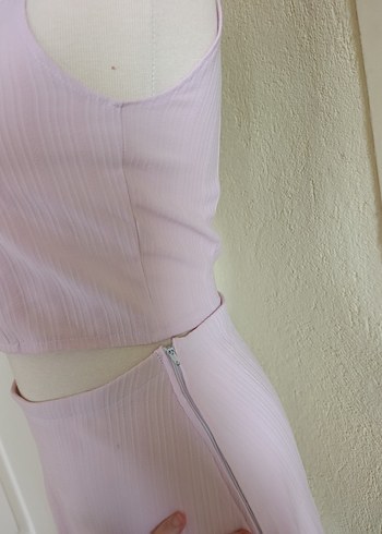 Pembe Kolsuz Mini Kadın Tulum - Görsel 5