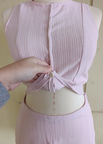 Pembe Kolsuz Mini Kadın Tulum - Görsel 7