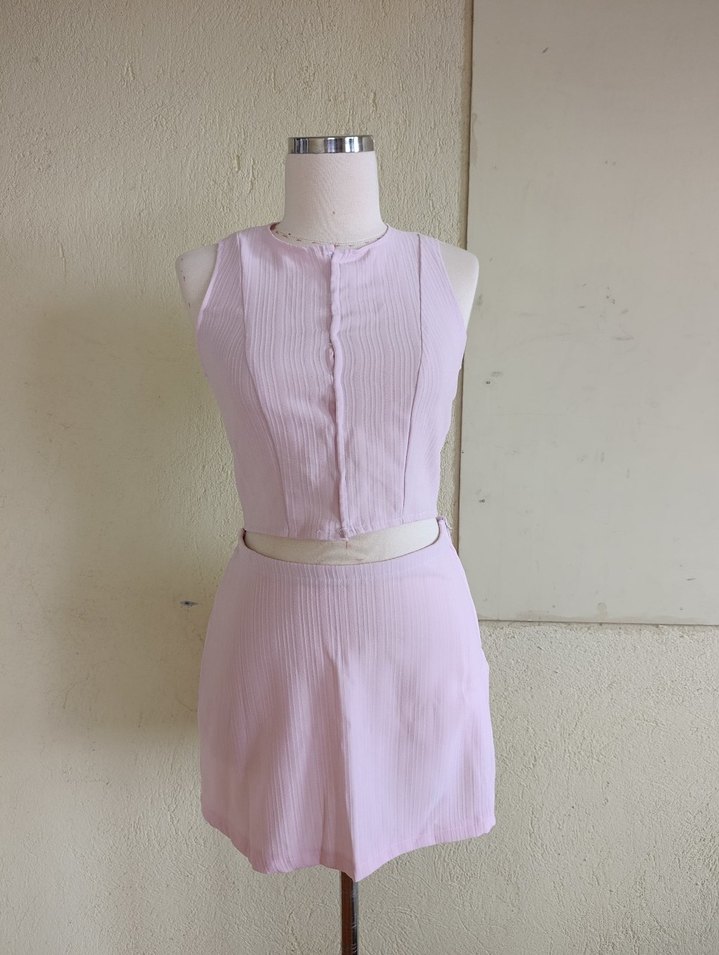 Pembe Kolsuz Mini Kadın Tulum - Görsel 2