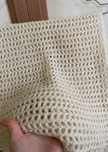 Dantel Detaylı Örgü Beyaz Kadın Şal - Görsel 4