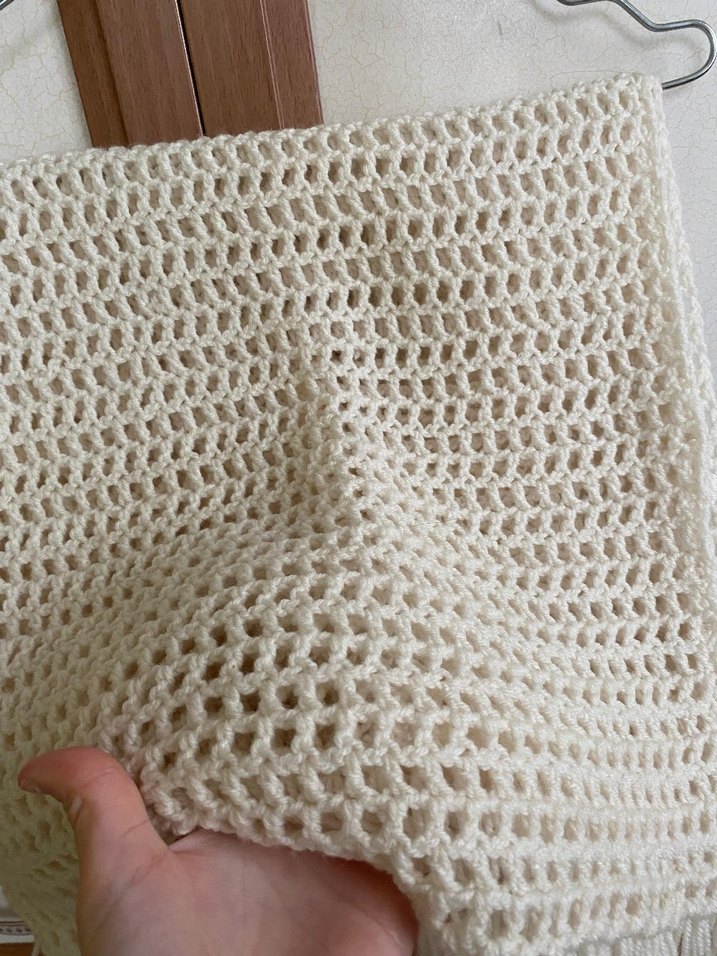 Dantel Detaylı Örgü Beyaz Kadın Şal - Görsel 4