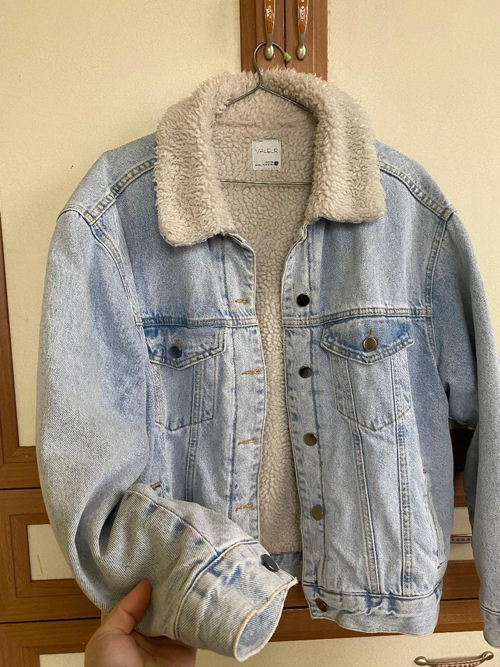 Kadın Peluş Detaylı Denim Ceket - Görsel 5