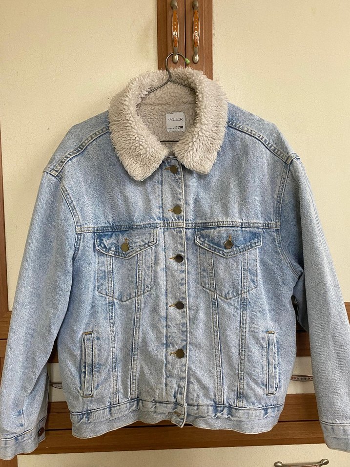 Kadın Peluş Detaylı Denim Ceket - Görsel 4