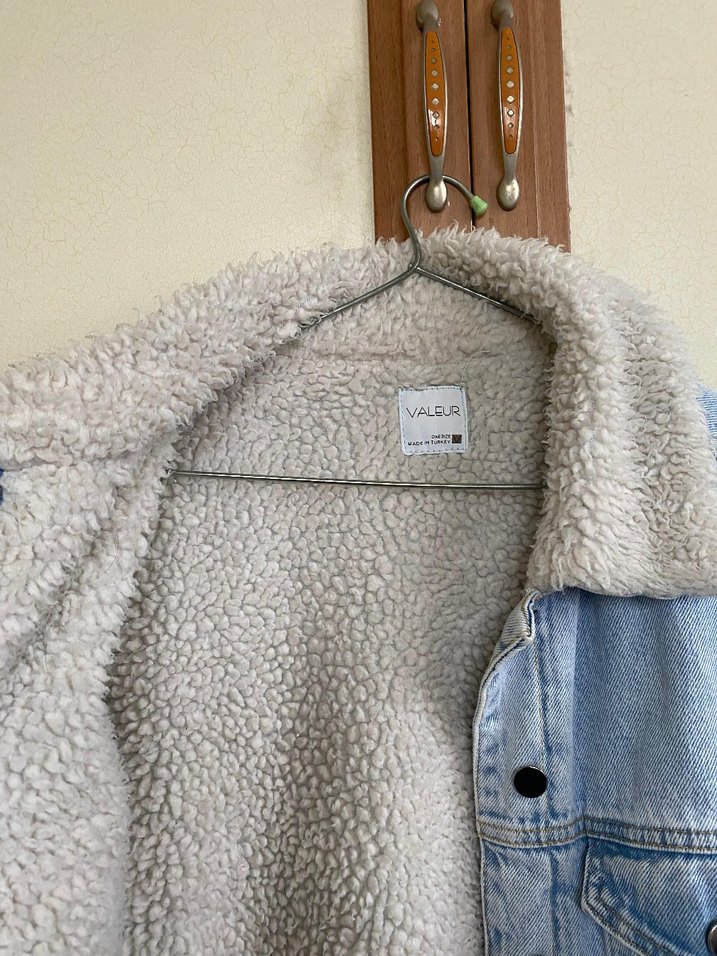 Kadın Peluş Detaylı Denim Ceket - Görsel 3