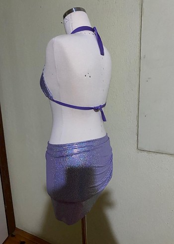 s Beden mor Renk Parlak Mor Drapeli Mini Bikini