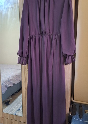 Suud Collection Diger Mor Uzun Kollu Uzun Elbise