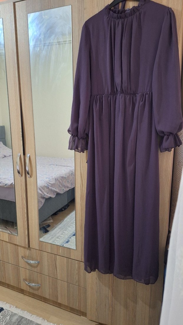 Diger Mor Uzun Kollu Uzun Elbise - Görsel 4