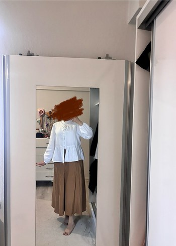 Beyaz Pamuklu Uzun Kollu Tesettür bluz - Görsel 2