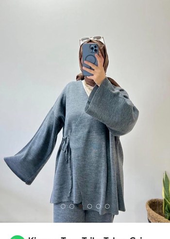 Gri Triko Kadın Salaş Takım - Görsel 2