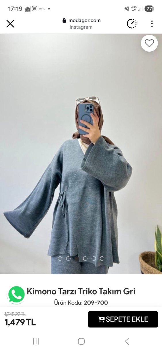 Gri Triko Kadın Salaş Takım - Görsel 2