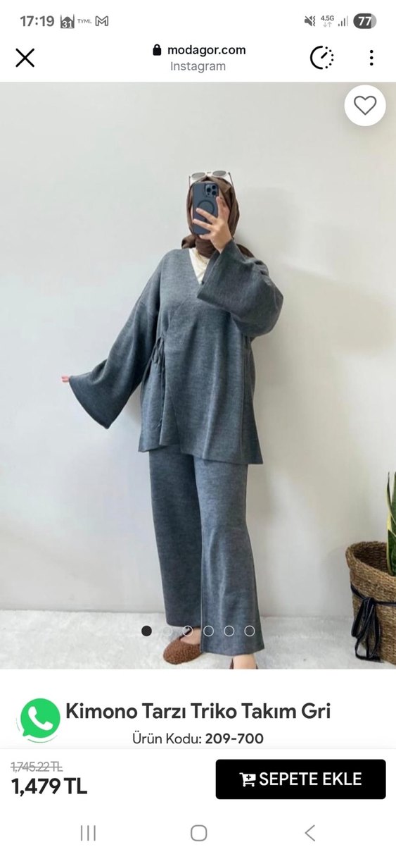 Gri Triko Kadın Salaş Takım - Görsel 3