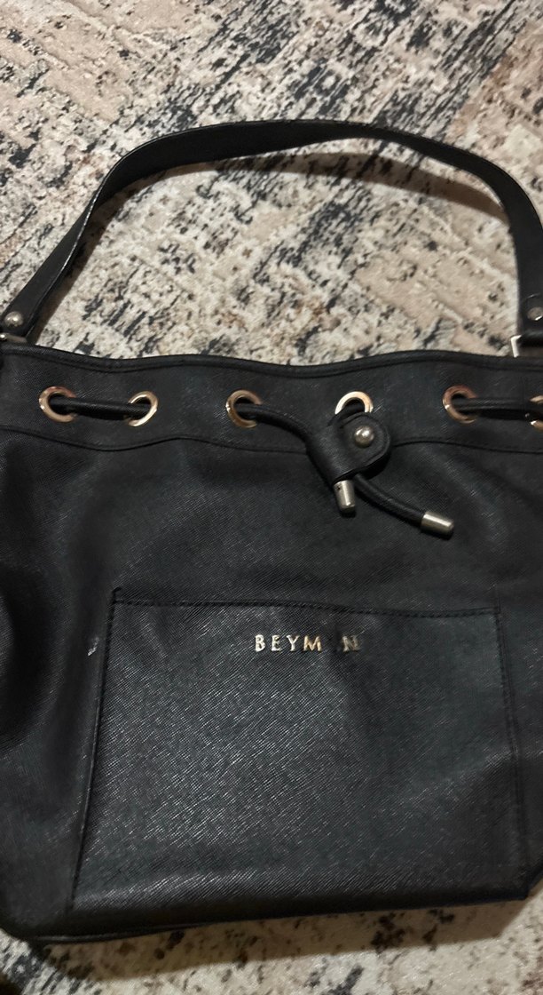 Siyah Deri BEYMN Kadın Omuz Çantası - Görsel 2