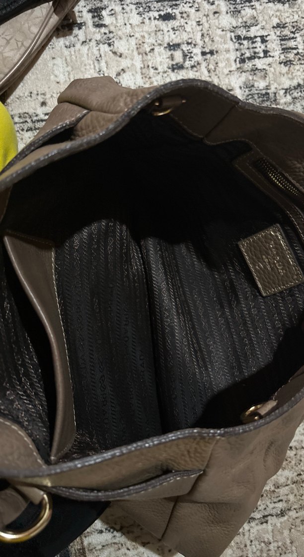 Prada Bej Deri Kadın Çanta - Görsel 3