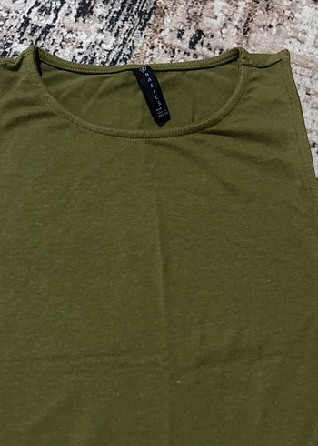 Kadın Haki Keten Basic Kolsuz Atlet - Görsel 2