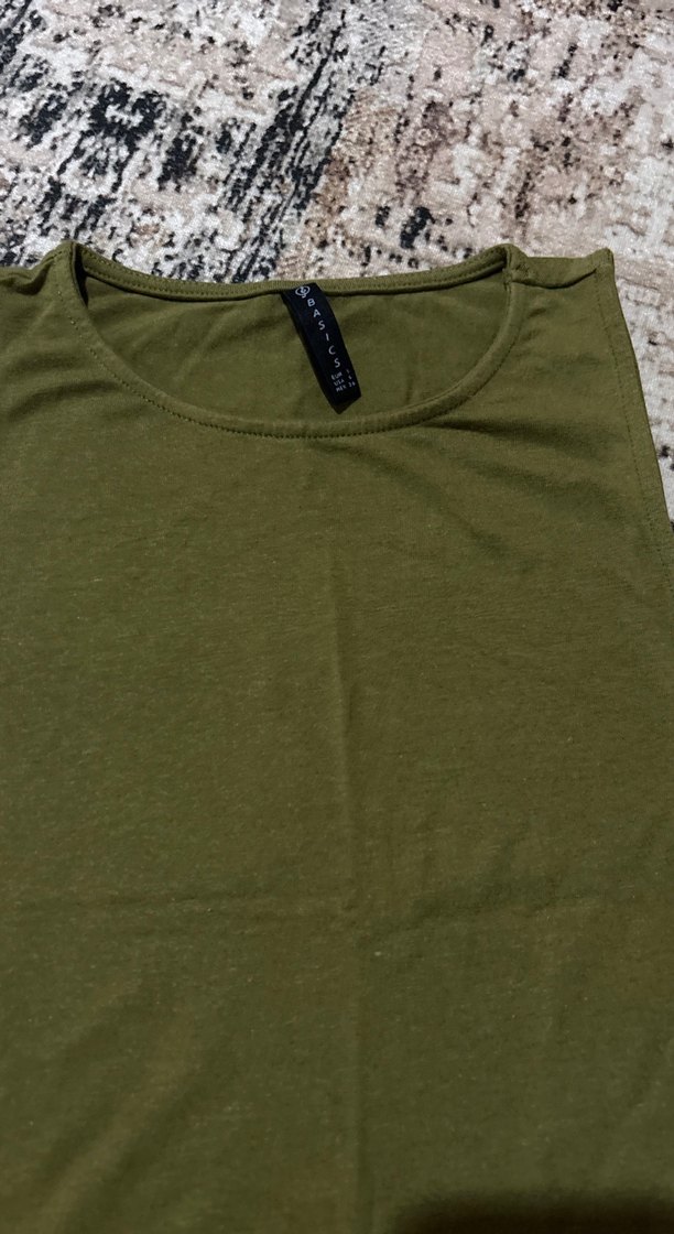 Kadın Haki Keten Basic Kolsuz Atlet - Görsel 2