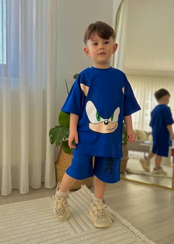 Erkek Çocuk Sonic Baskılı şortlu takım