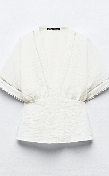 Zara Zara dantelli şeritli kimono bluz
