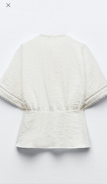 s Beden Zara dantelli şeritli kimono bluz