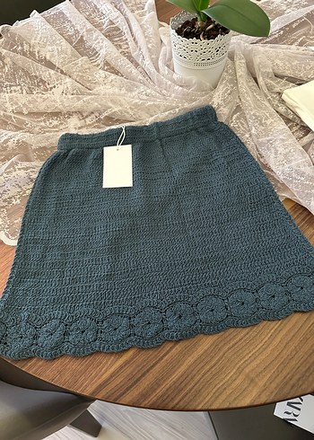 Zara Yeşil Örgü Mini Etek kız çocuk