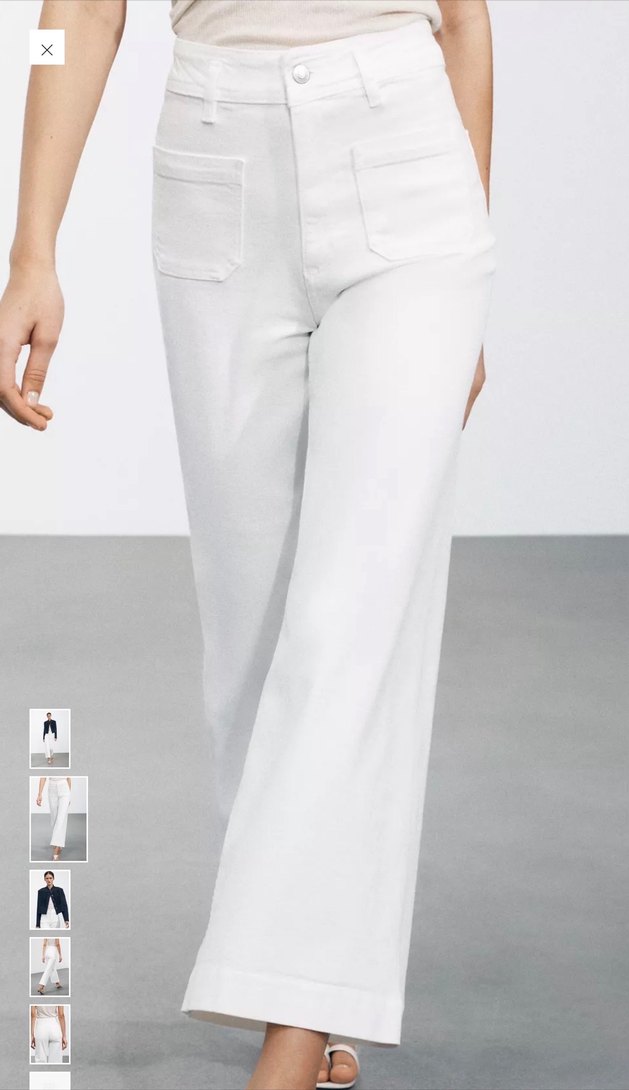 ZW Collection Yüksek Bel Beyaz Geniş Paça Jean - Görsel 3